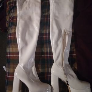 FINAL DROP! White thigh high platform boots